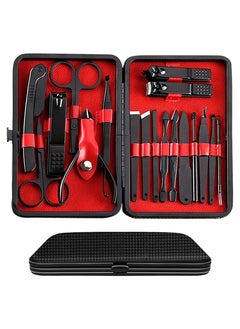 Manicure Set Pedicure Kit Nail Clippers Sets - Professional Grooming Kit High Precision Stainless Steel Nail Cutter Nail File Sharp Nail Scissors and Clipper Fingernails with stylish case（black）