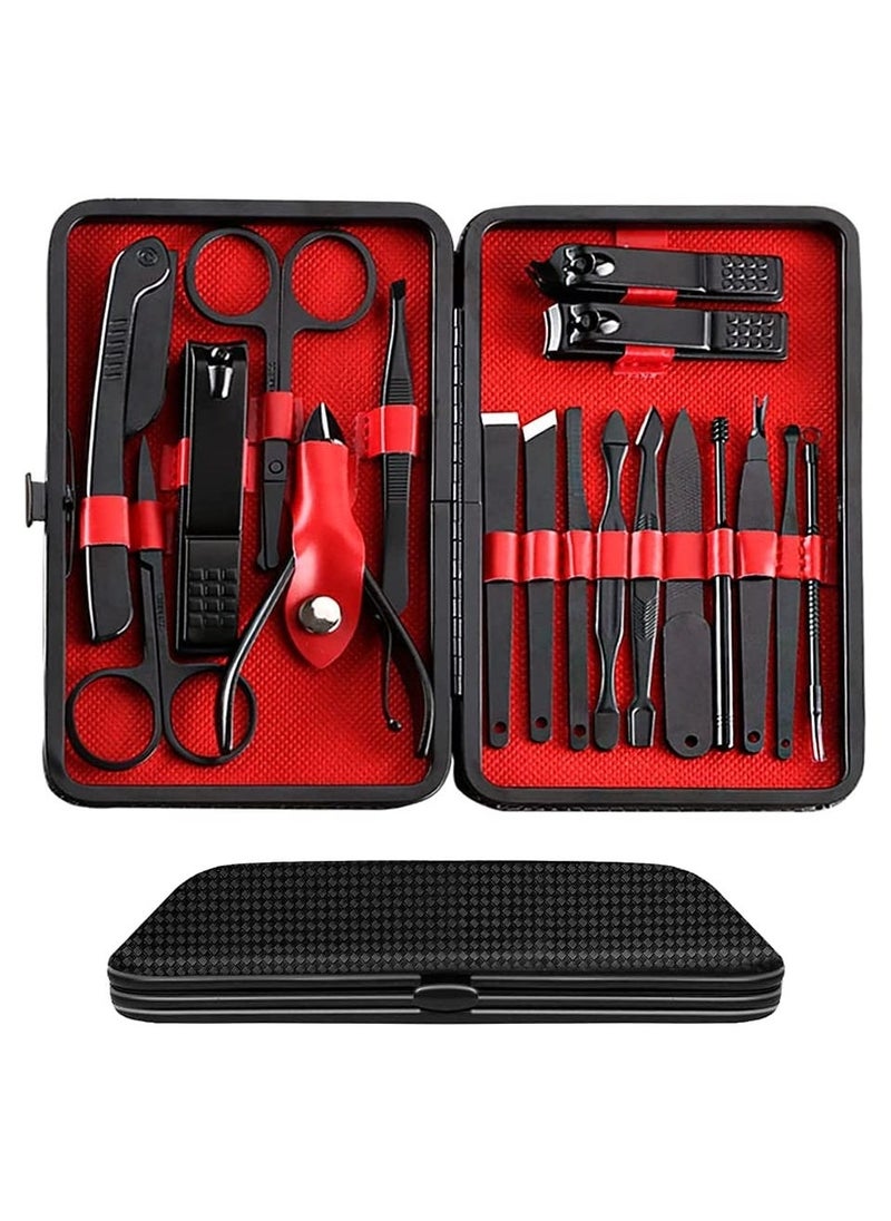 Arabest - Manicure Set Pedicure Kit Nail Clippers Sets - Professional Grooming Kit High Precision Stainless Steel Nail Cutter Nail File Sharp Nail Scissors and Clipper Fingernails with stylish case（black） - Image 1