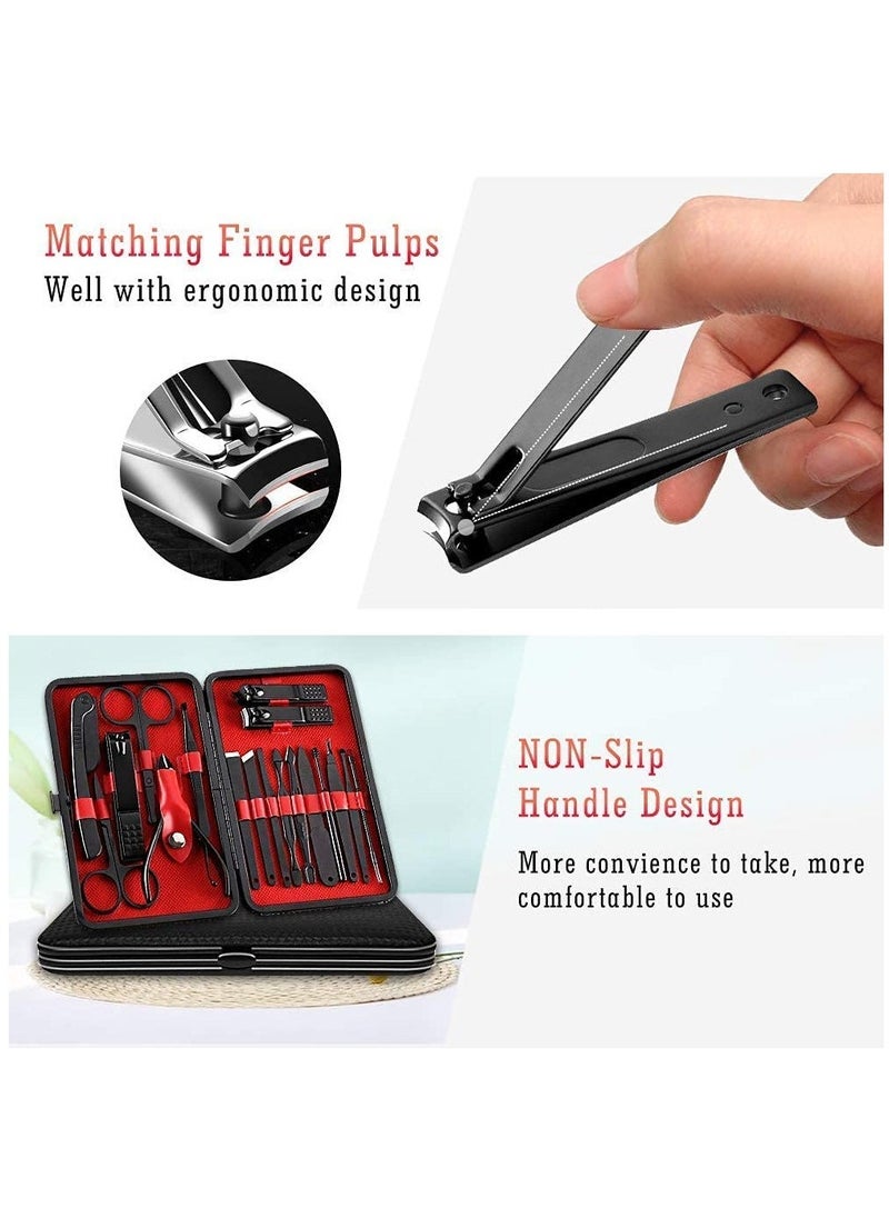 Arabest - Manicure Set Pedicure Kit Nail Clippers Sets - Professional Grooming Kit High Precision Stainless Steel Nail Cutter Nail File Sharp Nail Scissors and Clipper Fingernails with stylish case（black） - Image 1