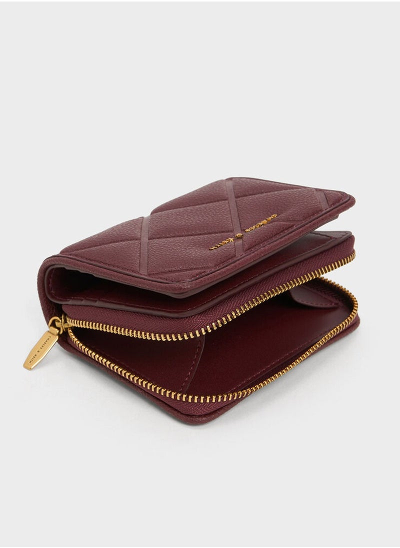 Charles & Keith - CHARLES & KEITH Anwen Quilted Zip-Around Wallet - Burgundy - Image 1