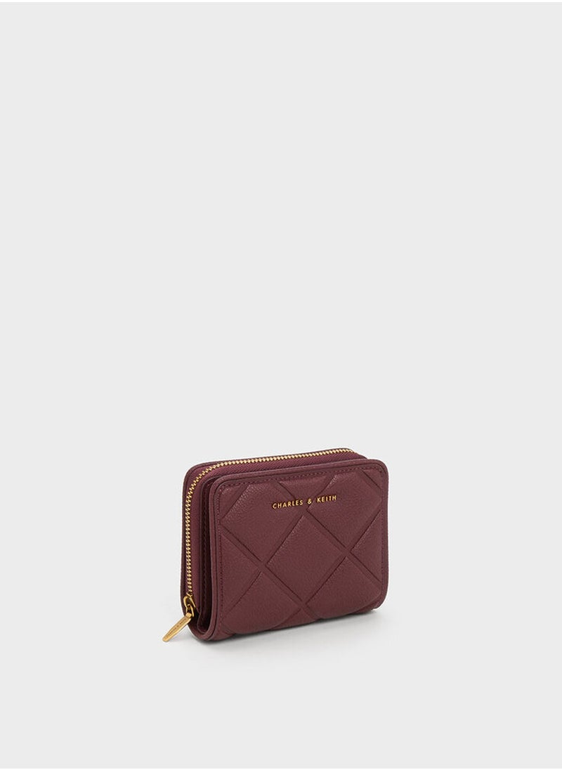 Charles & Keith - CHARLES & KEITH Anwen Quilted Zip-Around Wallet - Burgundy - Image 1