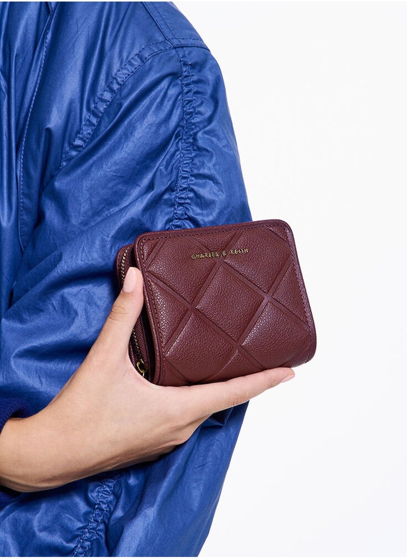 Charles & Keith CHARLES & KEITH Anwen Quilted Zip-Around Wallet - Burgundy  - Image 2