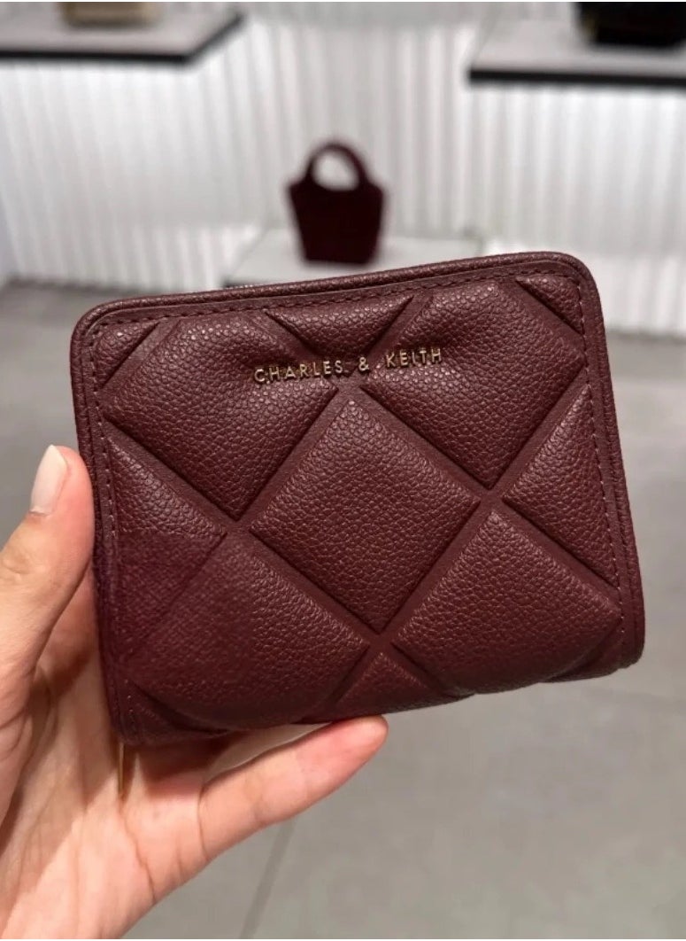 Charles & Keith CHARLES & KEITH Anwen Quilted Zip-Around Wallet - Burgundy  - Image 3