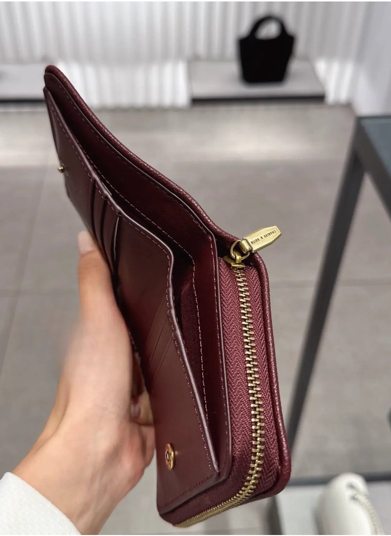 Charles & Keith CHARLES & KEITH Anwen Quilted Zip-Around Wallet - Burgundy  - Image 4