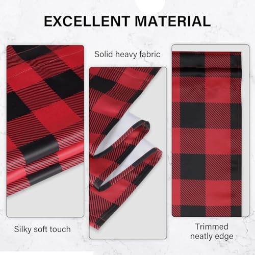 Simple Deluxe 2 PCS Buffalo Check Kitchen Tier Curtains  Plaid Gingham Short Curtain for Half Cafe Windows  26"" W x 36"" L  Black&Red - Image 5