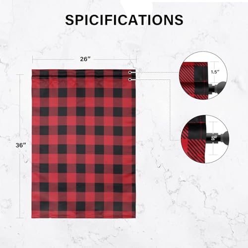 Simple Deluxe 2 PCS Buffalo Check Kitchen Tier Curtains  Plaid Gingham Short Curtain for Half Cafe Windows  26"" W x 36"" L  Black&Red - Image 4