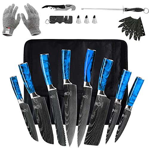 FULLHI Knife Set, 14pcs Japanese Knives Set, Multiple Colour Premium German Stainless Steel Chef Knife Set - Image 1