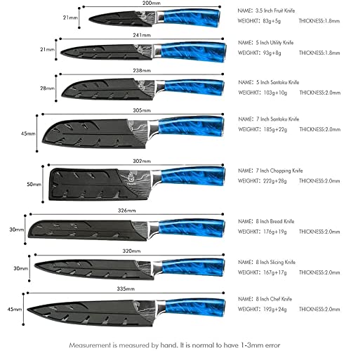 FULLHI Knife Set, 14pcs Japanese Knives Set, Multiple Colour Premium German Stainless Steel Chef Knife Set - Image 2