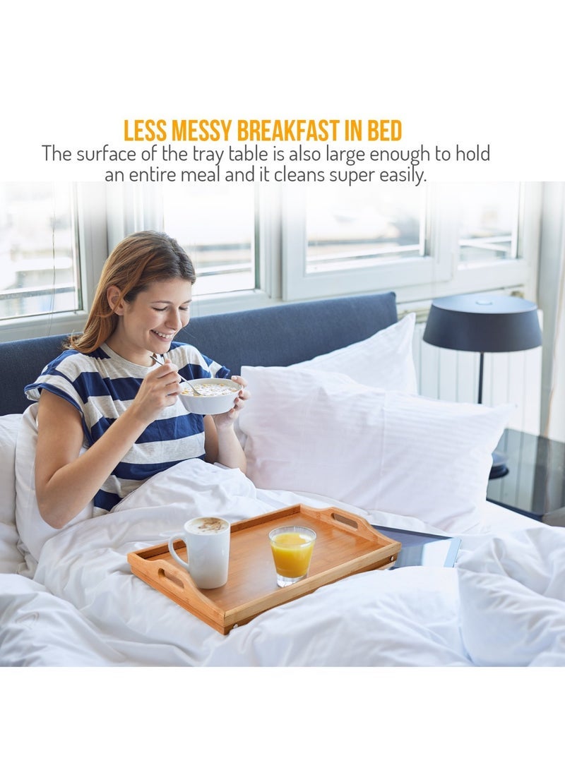 ECVV Foldable Bed Tray - Serving Trays - Bed Table, 50x30x25cm Brown - Image 3