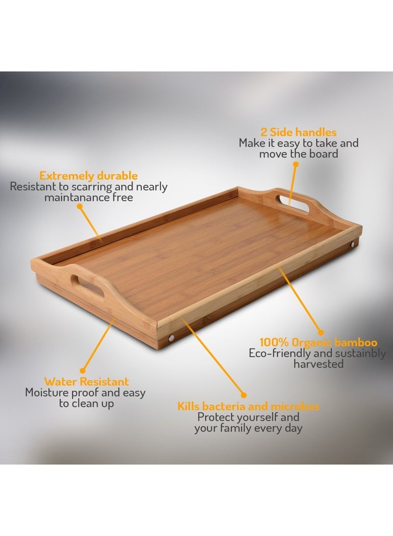 ECVV Foldable Bed Tray - Serving Trays - Bed Table, 50x30x25cm Brown - Image 5