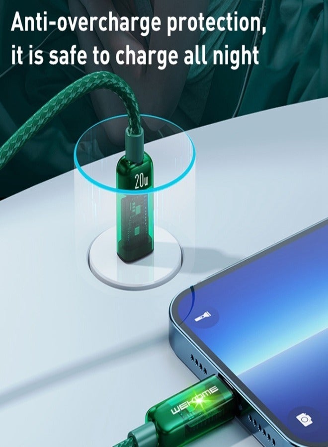 ويكومي كابل بيانات شحن سريع 20 وات PD، كابل USB-C إلى iPhone Lightning، متوافق مع iPhone، سلك مضفر من النايلون فائق التحمل للشحن عالي السرعة - Image 3