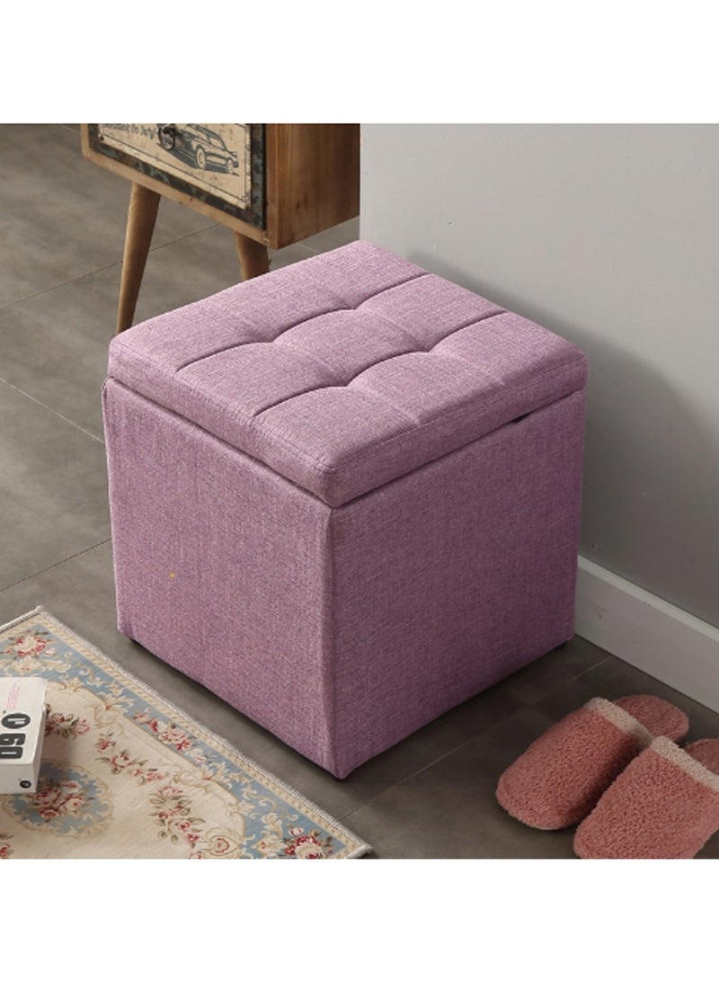 لينجوي كرسي عثماني للتخزين، كرسي صغير، مقعد مكعب، مسند قدم، صندوق ألعاب، مقعد تغيير الأحذية - Image 1