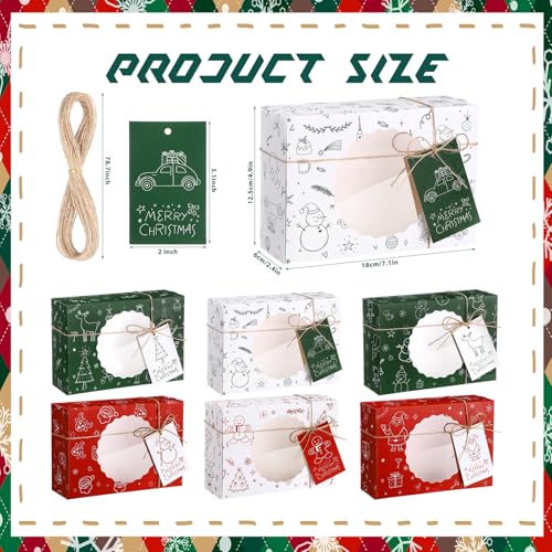 Motipuns 24 Set Christmas Cookie Boxes for Gift Giving Cute Xmas Treat Boxes with Window Christmas Cookie Tins with Lids for Share Delicious Homemade Cookies Candy or Cupcakes with FriendsClassic - Image 3