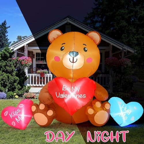 Melisheer 10 FT Valentines Day Inflatables, Blow Up Sitting Bear with Heart, Romantic Valentine's Day Yard Decorations with Build-in LED Lights for Anniversary Weddings Proposal Celebration Home Garden Decor - Image 3