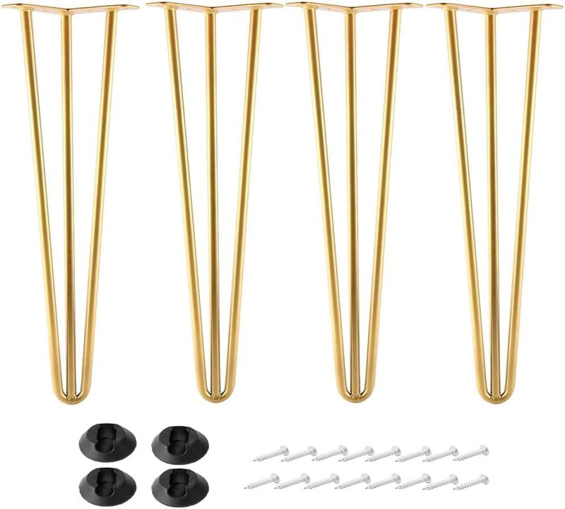 PRAMUKH FASHION PRAMUKH FASHION 3 Road 20 INCH Gold Heavy Duty Gold Finish Hairpin Metal Leg for Sofa LegDesk Legs for Any DIY Furniture Leg 3 Road 20 INCH Gold 20 - Image 5