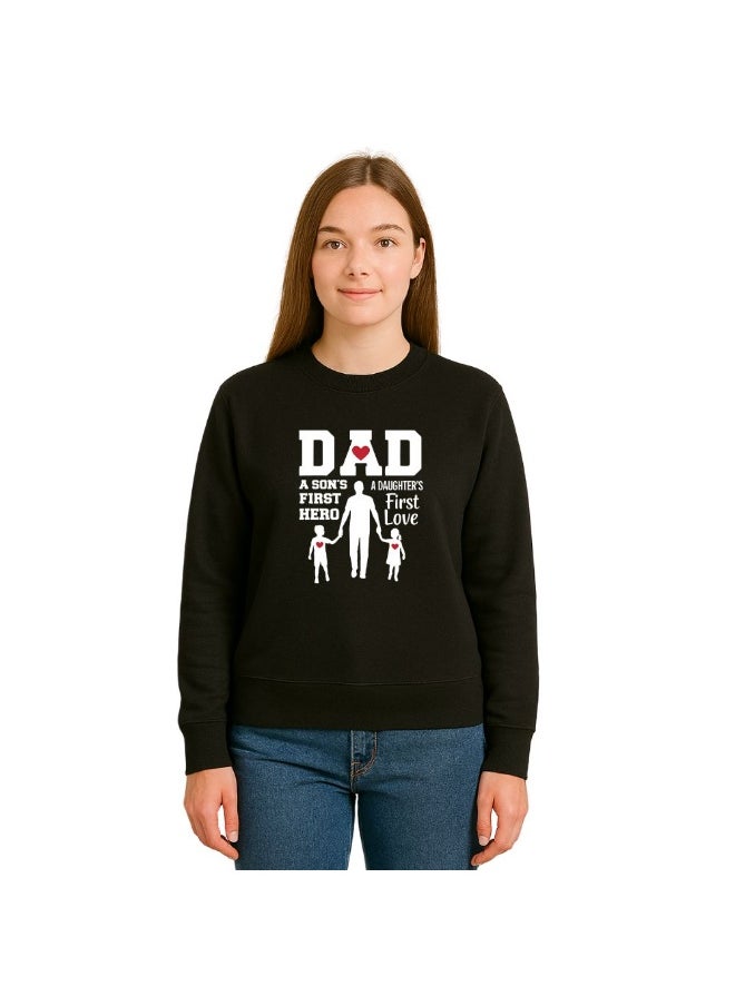 PRINTSHOP4ME Father’s Day Women’s Sweatshirt –Round Neck,Long Sleeve,100%Cotton,Breathable,Casual Wear, Comfortable Fit,Soft Fabric,Stylish Gift for Dad Appreciation Day,Classic Design  - Image 1