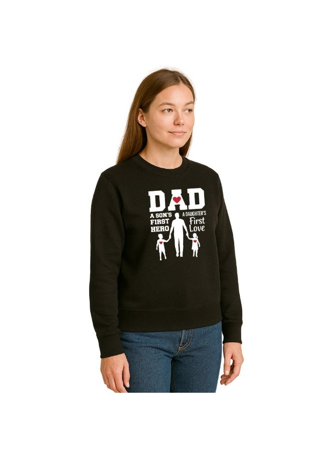 PRINTSHOP4ME Father’s Day Women’s Sweatshirt –Round Neck,Long Sleeve,100%Cotton,Breathable,Casual Wear, Comfortable Fit,Soft Fabric,Stylish Gift for Dad Appreciation Day,Classic Design  - Image 2