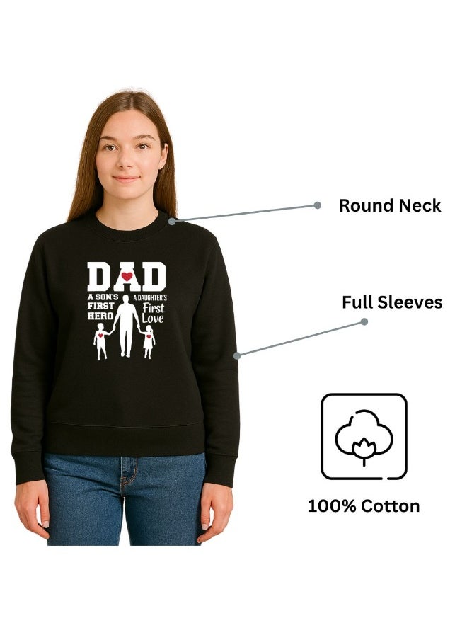 PRINTSHOP4ME Father’s Day Women’s Sweatshirt –Round Neck,Long Sleeve,100%Cotton,Breathable,Casual Wear, Comfortable Fit,Soft Fabric,Stylish Gift for Dad Appreciation Day,Classic Design  - Image 5