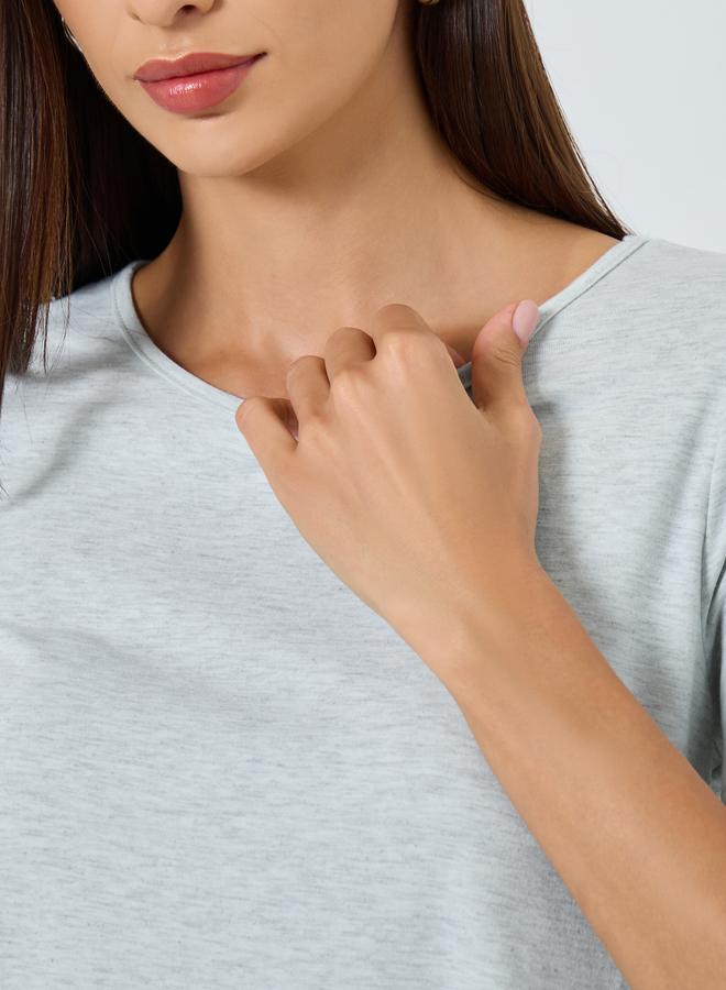 Take Two Solid Round Neck T-Shirt and Wide Leg Pants Co-Ords - Image 3