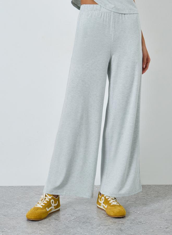 Take Two Solid Round Neck T-Shirt and Wide Leg Pants Co-Ords - Image 5