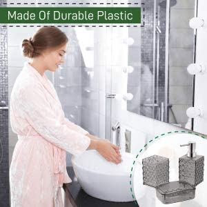 RangTeq Bathroom 3 in 1 Transparent Space Saving Toothbrush Bottle/Shampoo Dispense/Brush Holder/Soap Holder Stand/Sabundani Box Storage Set (Grey) (Plastic) - Image 3