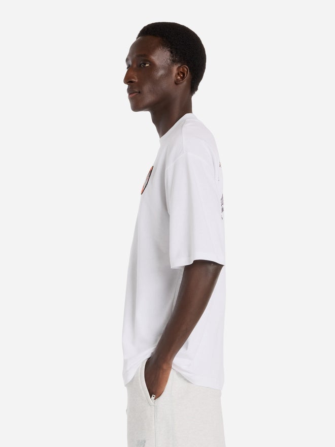 New Balance Men White Graphic Oversized T-Shirt - Image 4