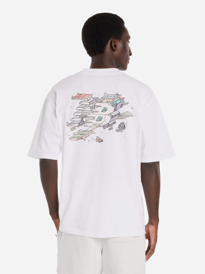 New Balance Men White Graphic Oversized T-Shirt - Image 3