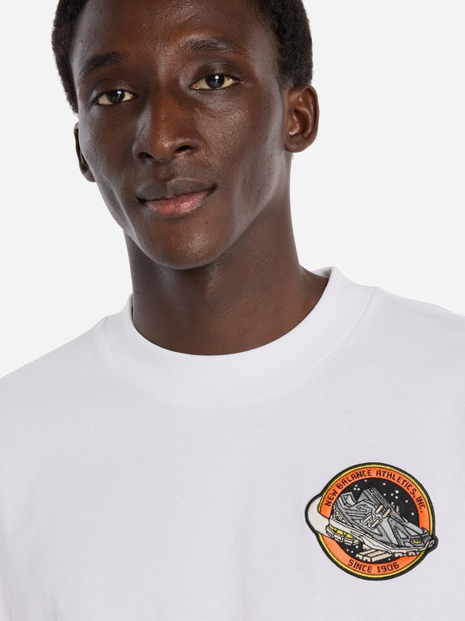 New Balance Men White Graphic Oversized T-Shirt - Image 5
