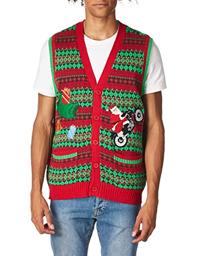 Blizzard Bay Men's Santa Motorcycle Sweater, red, Medium - Image 1