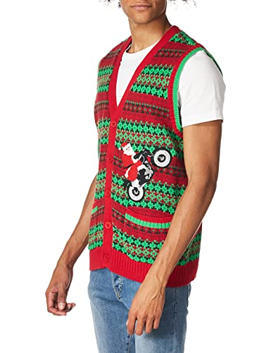 Blizzard Bay Men's Santa Motorcycle Sweater, red, Medium - Image 2