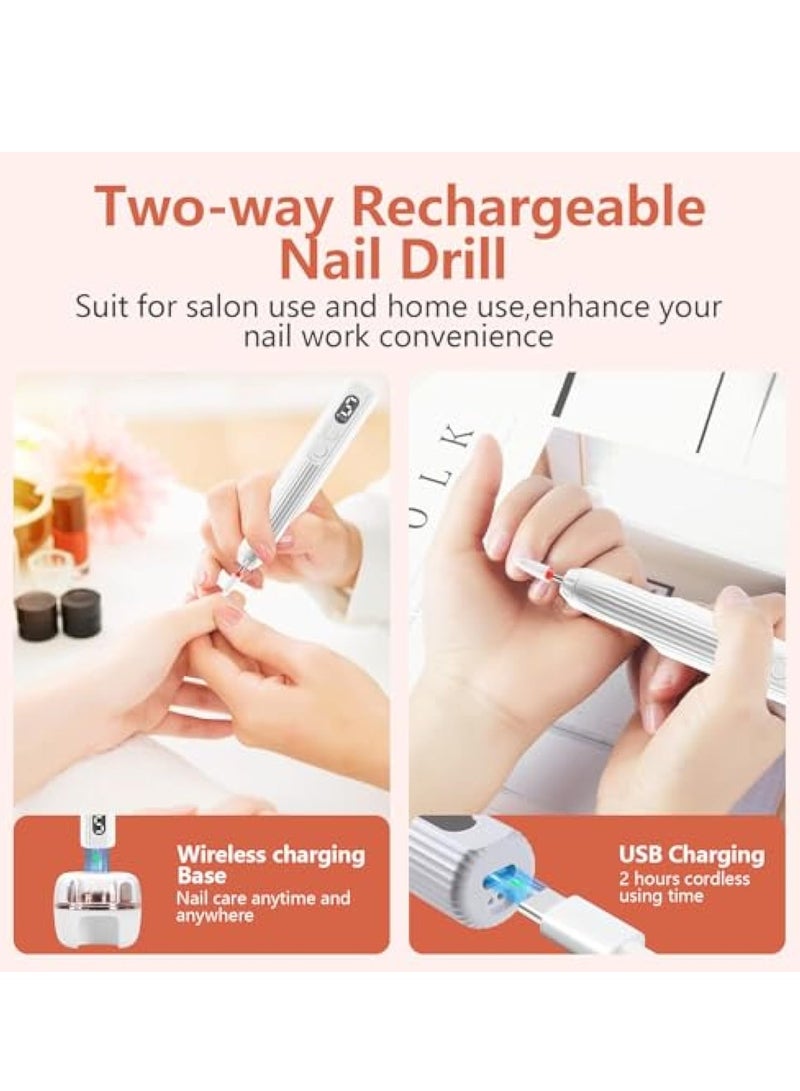 KASTWAVE مجموعة ملف الأظافر الكهربائي، آلة حفر الأظافر الأكريليكية الاحترافية، مجموعة العناية بالأظافر والقدمين الاحترافية، مع ضوء مانيكير صغير، 12 مثقاب وقاعدة قابلة لإعادة الشحن، آلة ملف الأظافر الكهربائية المحمولة القابلة لإعادة الشحن - Image 5