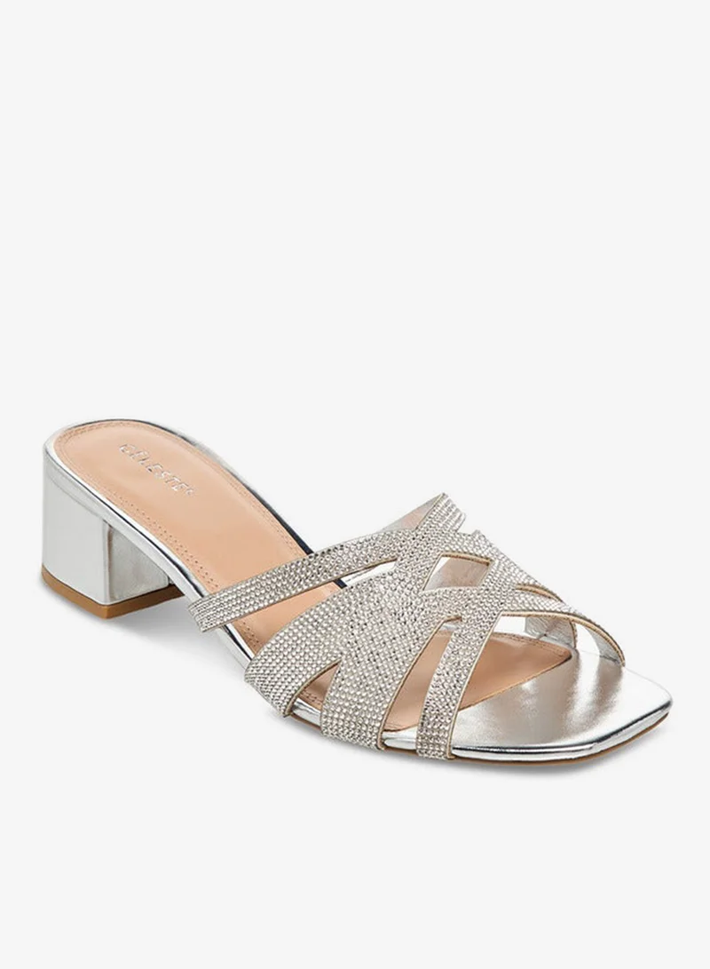 Celeste Women's Embellished Cross Strap Slip-On Sandals with Block Heels
