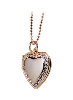 Rhinestone Heart Photo Frame Locket Necklace Clavicle Chain