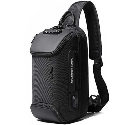 BANGE Anti theft Sling Backpack with Lock, Men's Sling Bag for Men, Shoulder Crossbody Backpack with USB Charging Port for Men and Women - Image 1