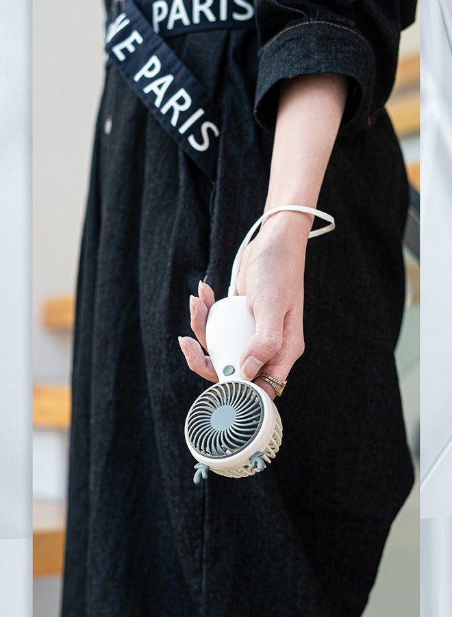 جي أس مروحة يدوية صغيرة، مروحة شخصية محمولة، مروحة يدوية قابلة لإعادة الشحن، مروحة كهربائية صغيرة ظريفة للفتيات/النساء/الأطفال للسفر في الهواء الطلق، مروحة مكتبية ومكتبة بيضاء - Image 3