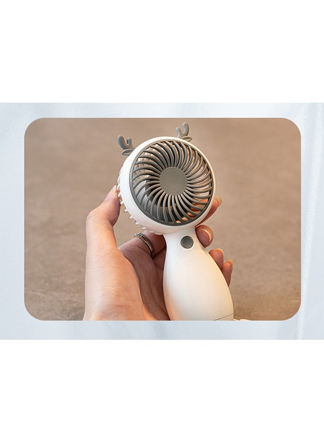جي أس مروحة يدوية صغيرة، مروحة شخصية محمولة، مروحة يدوية قابلة لإعادة الشحن، مروحة كهربائية صغيرة ظريفة للفتيات/النساء/الأطفال للسفر في الهواء الطلق، مروحة مكتبية ومكتبة بيضاء - Image 4