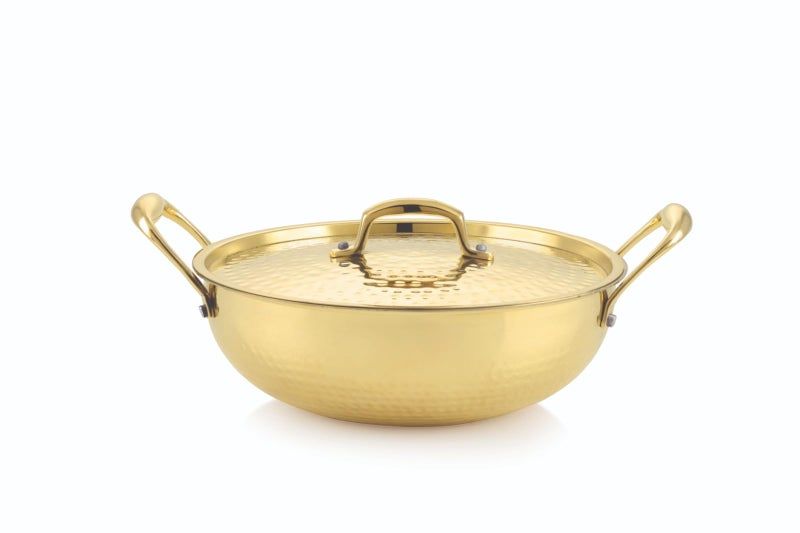 Tosaa Brass KADAHI with LID 27 CM (3400 ML), with Insulated Heat-Resistant Handle with Lid Traditional Handcrafted Pital Kadhai for Kitchen Use - Image 4
