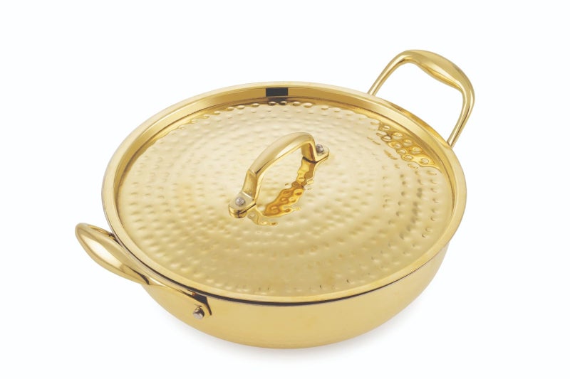 Tosaa Brass KADAHI with LID 27 CM (3400 ML), with Insulated Heat-Resistant Handle with Lid Traditional Handcrafted Pital Kadhai for Kitchen Use - Image 3
