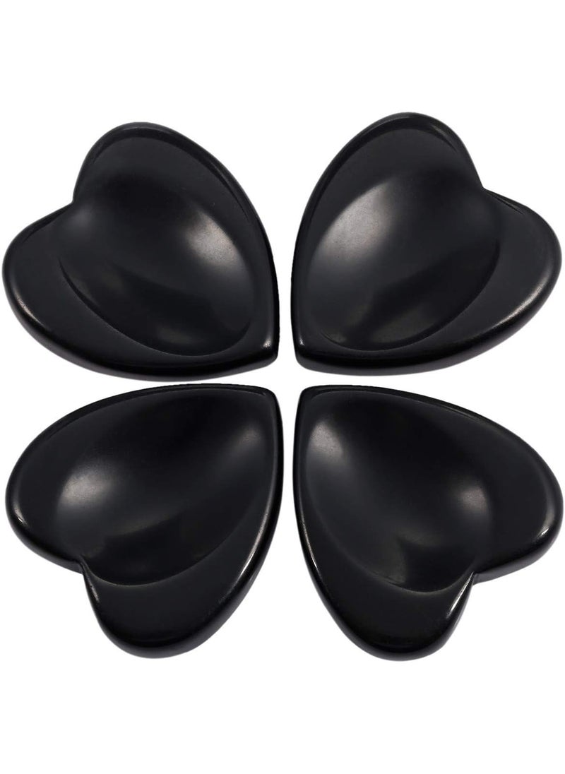 mookaitedecor mookaitedecor Black Obsidian Thumb Worry Stone, Pocket Palm Stones Crystal Healing Reiki Stress Relief Pack of 4, Heart Shape 