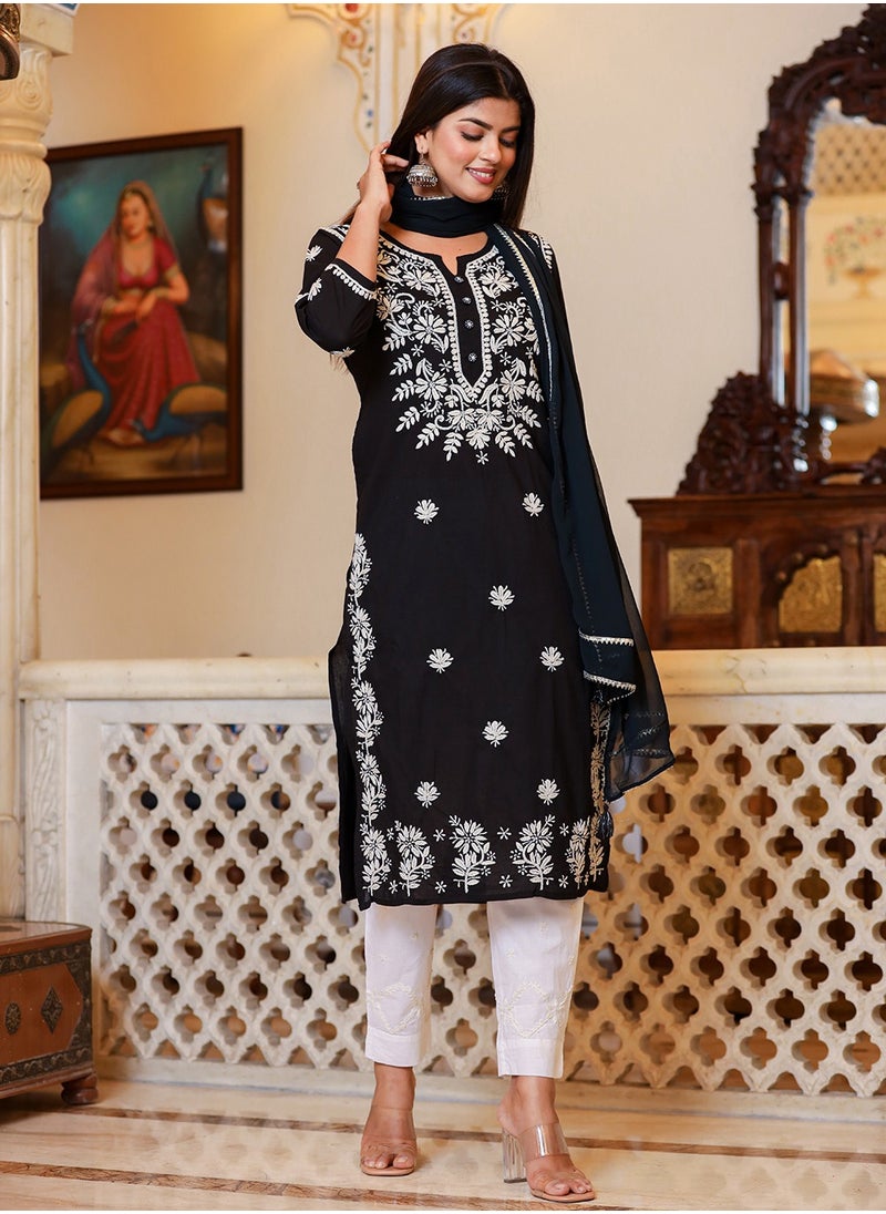 Graceful Black Lucknowi Chikankari Kurta Pant Set with Dupatta - pzsku/Z41415ED18206D693B2B3Z/45/_/1739434441/ed753d64-8ae9-433f-aad6-a55832123e8e