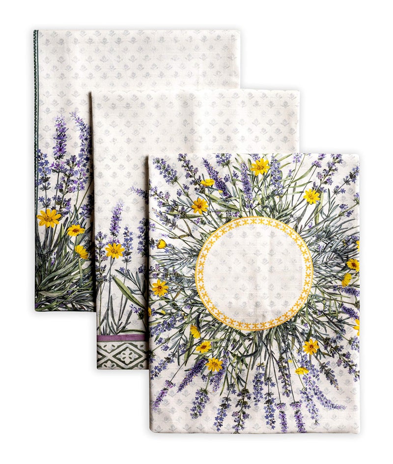 Maison d' Hermine Maison dHermine Kitchen Towels Set of 3 100 Cotton 2750 x 20 Reusable Cloth Tea Dish Towels Absorbent with Hanging Loop for Kitchen Home Dining Cocktail Parties SpringSummer Fanny Lavender