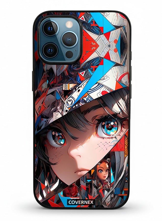 Covernex Apple iPhone 12 Pro Max Protective Case Cover Printed Featuring Abstract Collage Anime Eyes Graphic - Image 2