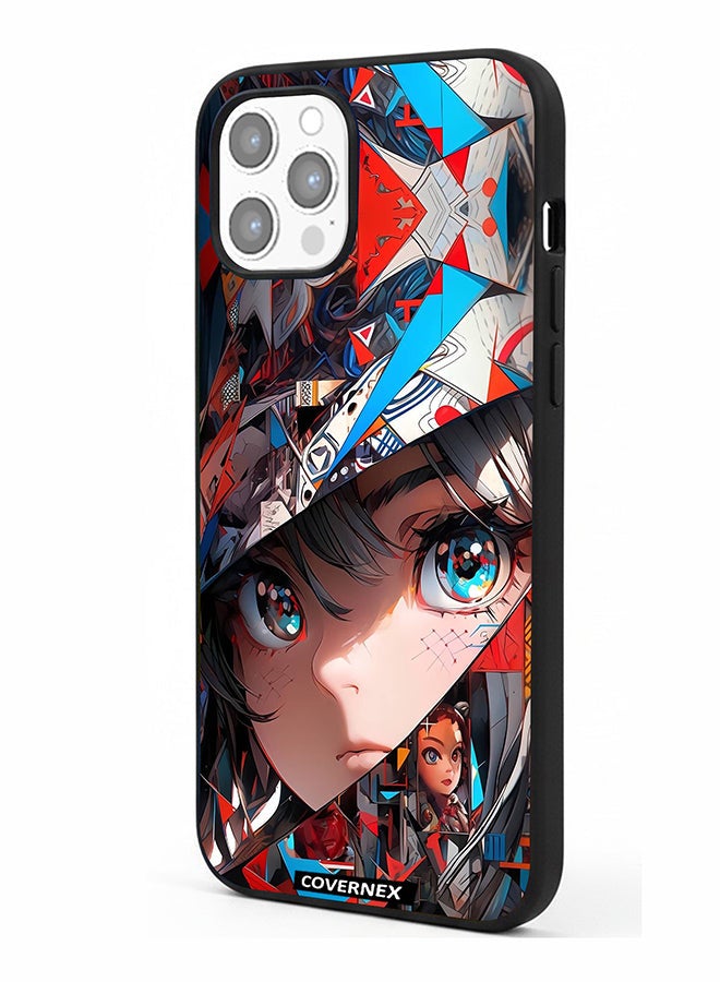 Covernex Apple iPhone 12 Pro Max Protective Case Cover Printed Featuring Abstract Collage Anime Eyes Graphic - Image 1