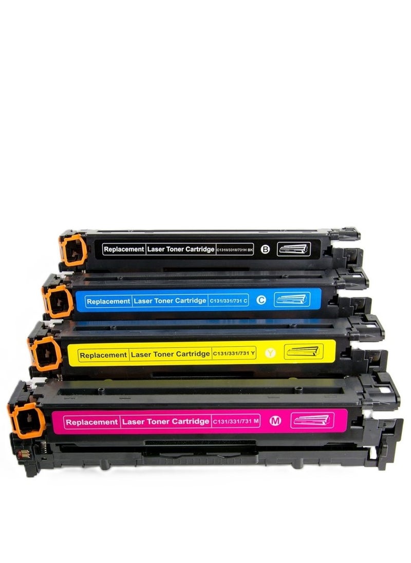 روكسي - **مجموعة حبر كانون 731 ( طقم )** - **خرطوشة حبر متوافقة بديلة** لطابعات كانون i-Sensys LBP7100CW, LBP7100CN, LBP8230CN, MF8230CW (الأسود/الأزرق السماوي/الأرجواني/الأصفر) - Image 1