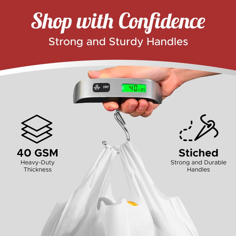 Simply Cool Simply Cool 50 Pack Reusable Eco-Friendly Grocery T-Shirt Shopping Bags 21.5""x12.2""x7.2"" Durable  Recyclable Washable Foldable Portable Shopping Tote Bags Bulk - Image 3