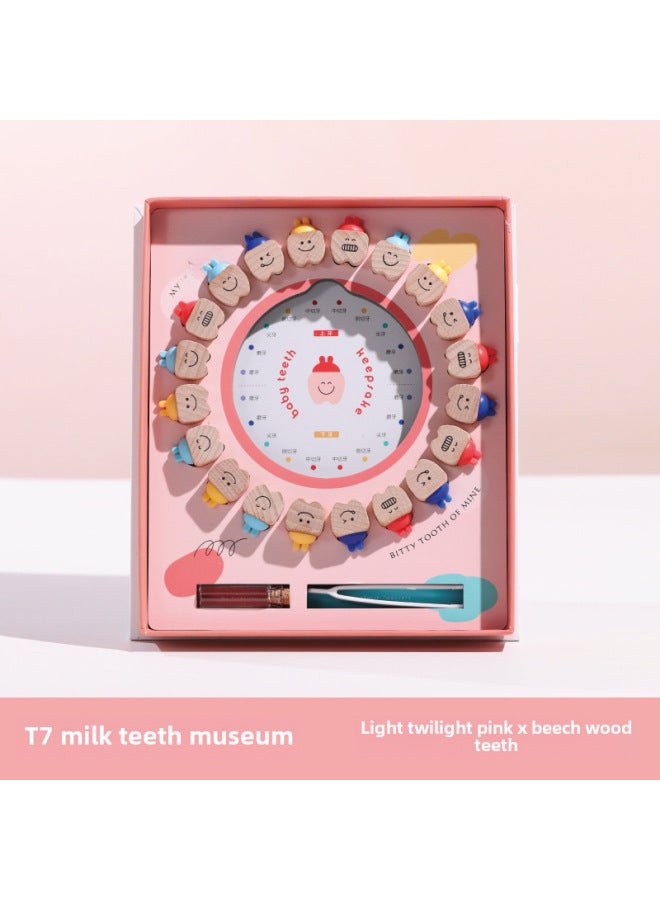 Children Baby Teeth Storage Box Memory Girl Tooth Storage Box Baby Teeth Replacement Collection Boys Tooth-Color:T7-light Mu Powder-Beech Teeth  - Image 1