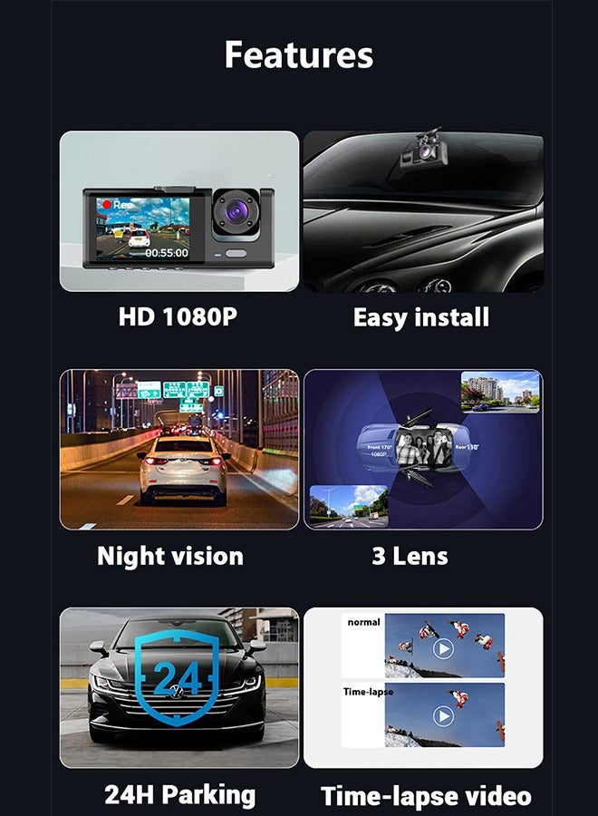 WEMART Smart Dash Cam,dash cam front and rear,dash camera for cars,Dash Camera for Cars,4K/2.5K Full HD Free Wifi / 24-hours Parking Monitor / 140 Degree Wide View Angle - Image 4