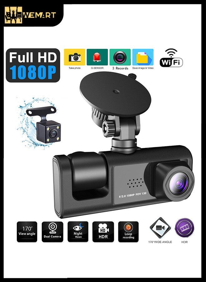 WEMART Smart Dash Cam,dash cam front and rear,dash camera for cars,Dash Camera for Cars,4K/2.5K Full HD Free Wifi / 24-hours Parking Monitor / 140 Degree Wide View Angle - Image 1