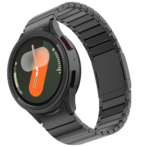 FULLIFE Compatible with Samsung Galaxy Watch 7 6 5 4 Band 40mm 44mm, Stainless Steel Metal with Magnetic Clasp No Gap Band Galaxy Watch 5 Pro/Classic 6/Classic 4/FE for Men 47mm 46mm 45mm, Black - Image 1