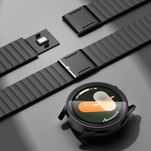 FULLIFE Compatible with Samsung Galaxy Watch 7 6 5 4 Band 40mm 44mm, Stainless Steel Metal with Magnetic Clasp No Gap Band Galaxy Watch 5 Pro/Classic 6/Classic 4/FE for Men 47mm 46mm 45mm, Black - Image 3